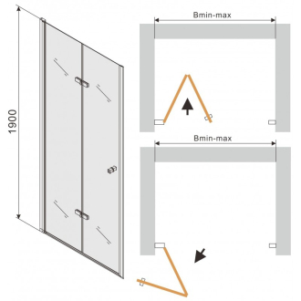 MEXEN LIMA sprchové dvere zalamovacie 90x190 cm 6mm, čierna-číre 856-090-000-70-00