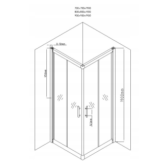 MEXEN RIO sprchovací kút štvorec 80x80x190 cm 5mm čierna-číre 860-080-080-70-00