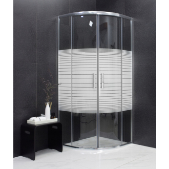 MEXEN RIO sprchovací kút štvrťkruh 80x80x190 cm 5mm chróm-pásy 863-080-080-01-20