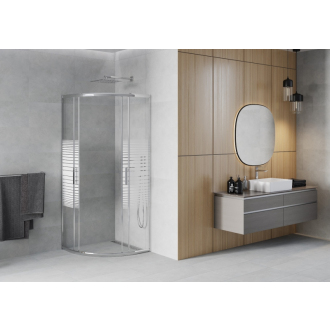 MEXEN RIO sprchovací kút štvrťkruh 80x80x190 cm 5mm chróm-pásy 863-080-080-01-20
