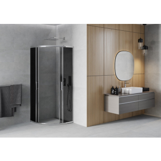 MEXEN RIO sprchovací kút štvrťkruh 80x80x190 cm 5mm chróm-dymové 863-080-080-01-40