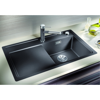 Blanco ZENAR 45S-F 526040 drez s odkvapom, drez vľavo čierna drez do roviny