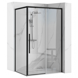 Rea Sprchový kout z priehľadného skla 800x1000x1950 Solar Black REA-K6310