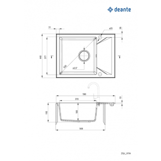 DEANTE EVORA ZQJ_511A Jednodrez s odkvapom 590x440x193, granit béžová