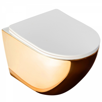 REA Závesné WC Carlo Rimless Duroplast/Slim Gold White REA-C0669