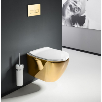 REA Závesné WC Carlo Rimless Duroplast/Slim Gold White REA-C0669
