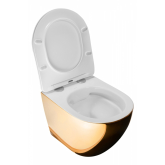 REA Závesné WC Carlo Rimless Duroplast/Slim Gold White REA-C0669