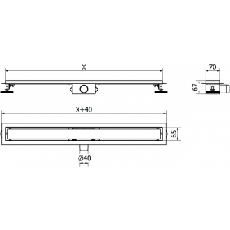 FLAT čierny nerezový sprchový žľab 900mm 1715090
