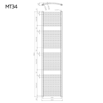 Mereo Vykurovací rebrík oblý 450x1850 mm, biely MT34