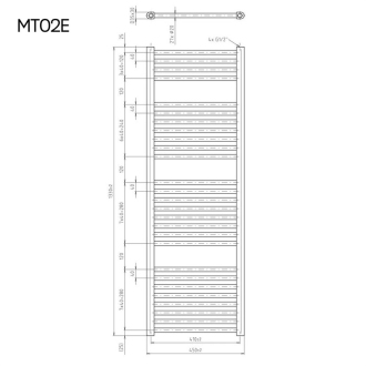 Mereo Vykurovací rebrík rovný 450x1330 mm, biely, elektrický MT02E
