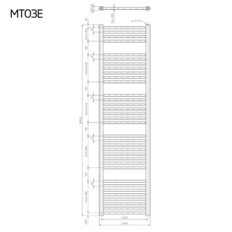 Mereo Vykurovací rebrík rovný 450x1690 mm, biely, elektrický MT03E