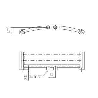 Mereo Vykurovací rebrík oblý 450x1850 mm, biely, stredové pripojenie MT34S