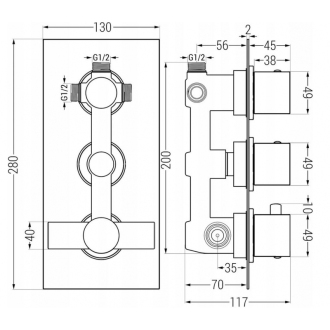 MEXEN CUBE spr./vaňová batéria-termostatická, biela 77503-20