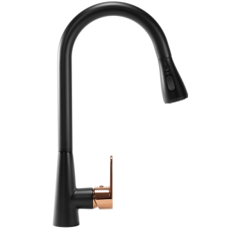 REA Mild drezová batéria s vyťahovacou koncovkou, čierna/rose gold REA-B4801