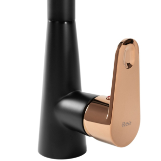 REA Mild drezová batéria s vyťahovacou koncovkou, čierna/rose gold REA-B4801