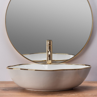 Rea Umývadlo na dosku Pearl Gold Edge REA-U0696