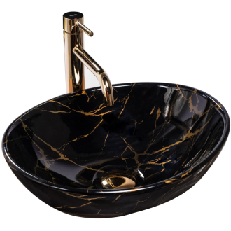 Rea Umývadlo na dosku Sofia Marble Black Shiny REA-U5611