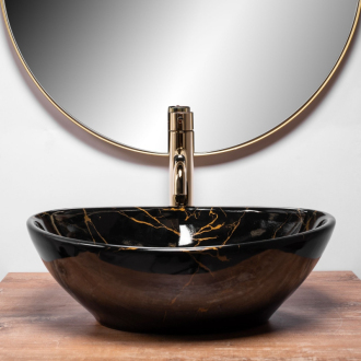 Rea Umývadlo na dosku Sofia Marble Black Shiny REA-U5611