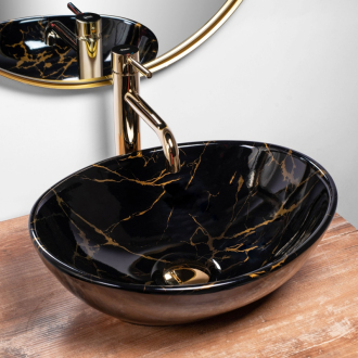 Rea Umývadlo na dosku Sofia Marble Black Shiny REA-U5611