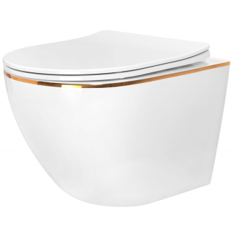 Rea Závesné WC Carlo Mini Rimless Duroplast Gold Edge REA-C1222