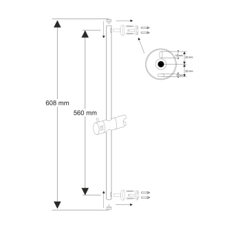 Mereo Posuvný držiak sprchy 60 cm, nerez/plast/chróm M-CB910A