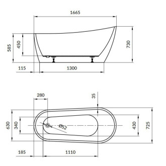 Cersanit ZEN S301-302 Vaňa voľne stojaca 167x72, biela