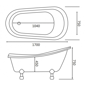 Mexen RETRO Vaňa voľne stojaca 170cm 53251707500