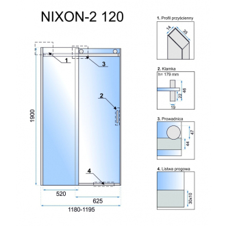 Rea Posuvné sprchové dvere Nixon-2 120, pravé REA-K5003