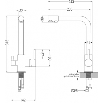 Mexen Duero Drezová batéria, chróm 671600-00