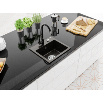 Mexen MILO Jednodrez 442x415x171, granit čierna-zlatá 6505441000-75