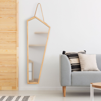 REA Drevené asymetrické zrkadlo 85cm HOM-08888