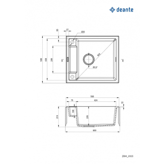 Deante MAGNETIC ZRM_S103 Jednodrez granit, metalická šedá