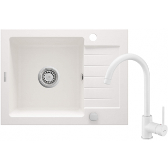 Deante SET ZQZAA11A Jednodrez s odkvapom + batéria, alabaster