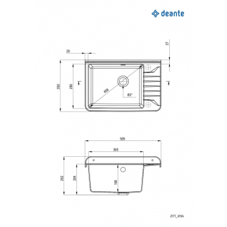 Deante ZYT_311A Záhradný drez s odkvapom 501x341x184, sivá
