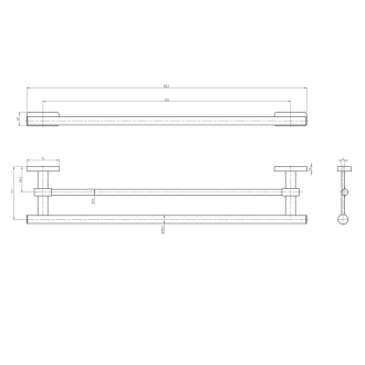 OLYMP dvojitý držiak uterákov 550mm, chróm 1321-12