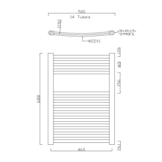 ALYA vykurovacie teleso oblé 500x688mm, 196W, chróm 1110-02