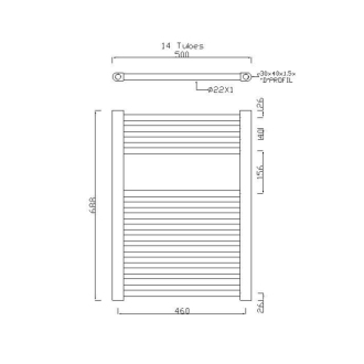 ALYA vykurovacie teleso rovné 500x688mm, 196W, chróm 1120-02