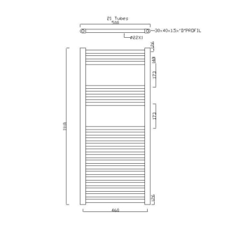 ALYA vykurovacie teleso rovné 500x1118mm, 305W, chróm 1120-05
