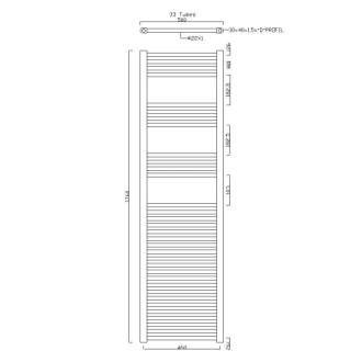 ALYA vykurovacie teleso rovné 500x1760mm, 475W, chróm 1120-08