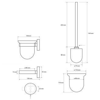 X-STEEL WC kefa nástenná, brúsená nerez (104113015) XS301
