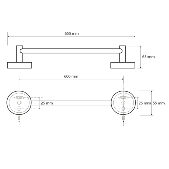 X-ROUND E držiak na uteráky 650mm, chróm (104104042) XR410