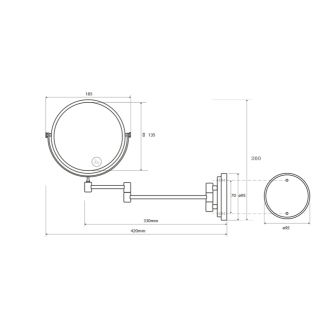 X-ROUND E závesné kozmetické zrkadlo priemer 150mm, chróm (106301122) XR005