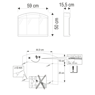 SALVA galerka 59x50x15, 5cm, 1x12W, biela plast 671232