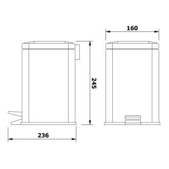 SIMPLE LINE odpadkový kôš hranatý 3l, leštený nerez GAQ003