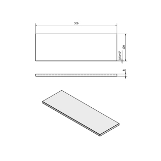 Polica 300x100x8mm, mliečne sklo 22479