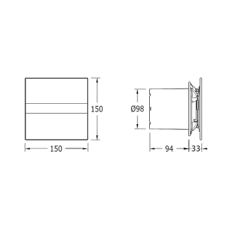 E-100 G kúpeľňový ventilátor axiálny, 8W, potrubie 100mm, biela 00900000
