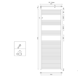 ALYA vykurovacie teleso rovné 600x1760mm, 560W, chróm 1120-12