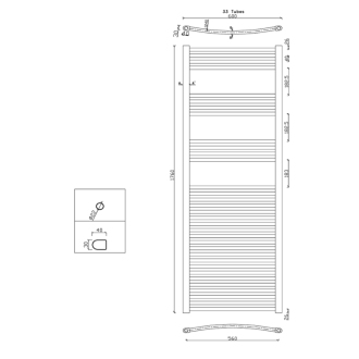 ALYA vykurovacie teleso oblé 600x1760mm, 560W, chróm 1110-12