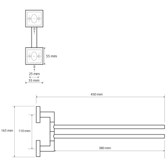 X-SQUARE dvojitý držiak uterákov otočný 420mm, chróm (132204102) XQ405