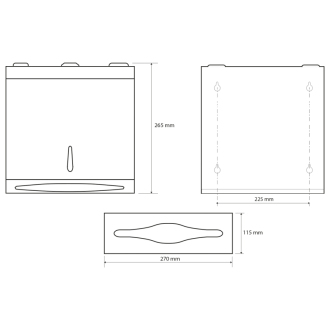 Zásobník na papierové uteráky 285x265x105mm, brúsená nerez (113103035) XP052